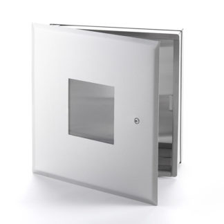 BTV-SS-00- Valve Box, Stainless Steel, Plexiglass Window with Hidden Flange. Screwdriver-operated cam latch. Pantograph hinge