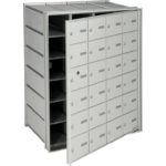 Recessed rear-loading horizontal mailboxes for in-house mail; indoor use only